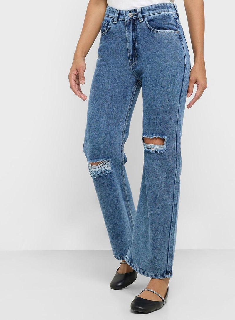 Ginger Distressed High Rise Straight Fit Jeans - Image 2