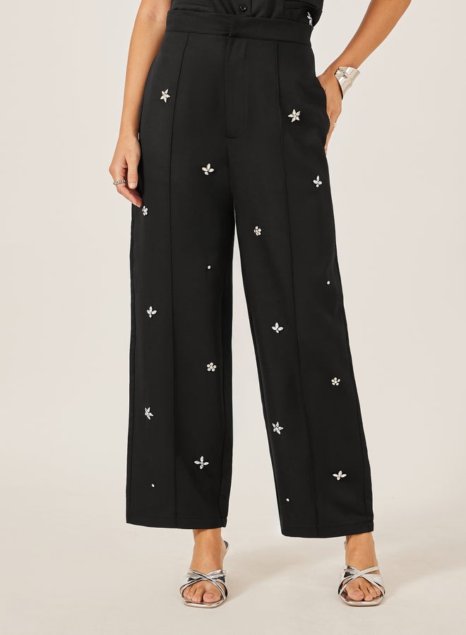 Styli Styli Embroidered Mid Rise Tapered Trouser  - Image 2