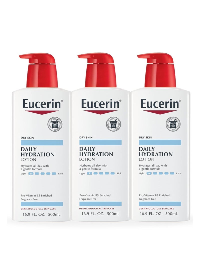 Eucerin Daily Hydration Lotion For Dry Skin 500ml (Pack Of 3) 
