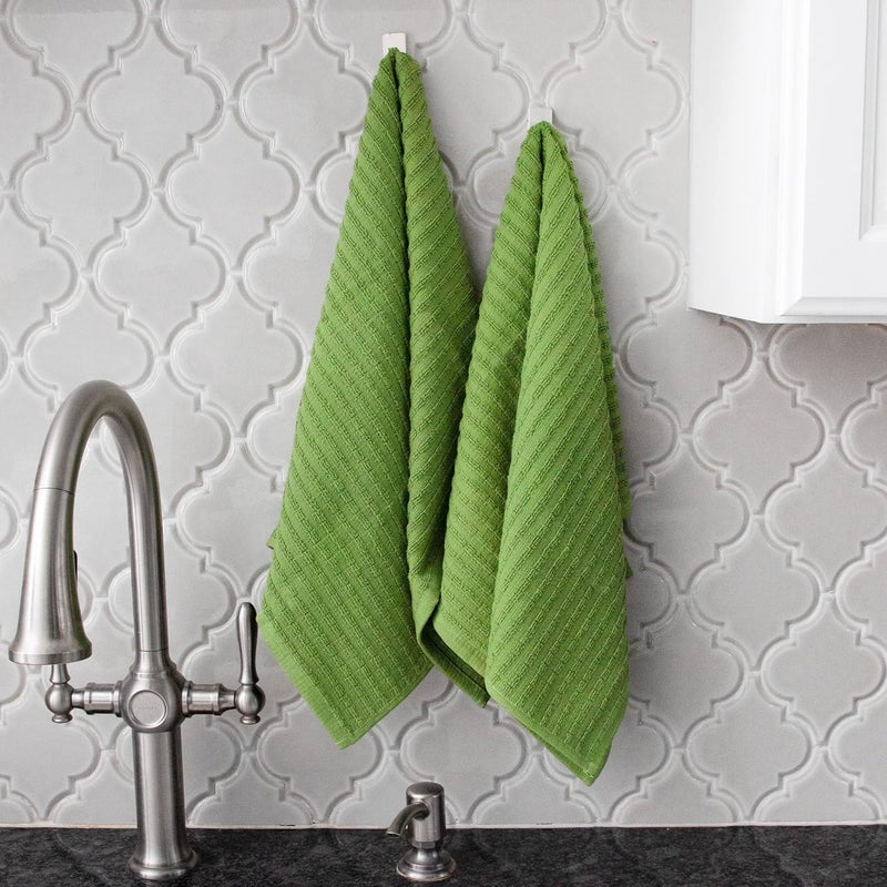 Ritz Royale Collection 100% Combed Terry Cotton, Highly Absorbent, Oversized Kitchen Towel Set, 28" x 18", 2-Pack, Solid, Cactus Green - Image 5