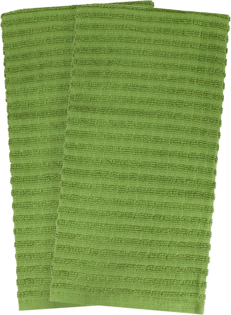 Ritz Royale Collection 100% Combed Terry Cotton, Highly Absorbent, Oversized Kitchen Towel Set, 28" x 18", 2-Pack, Solid, Cactus Green - Image 2