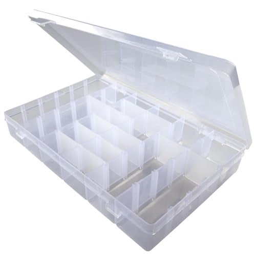 Craft County Embroidery Floss and Thread Organizer Box 17 Compartments Clear White Plastic Empty Organizer - Image 1