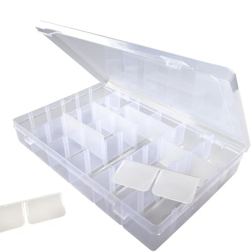 Craft County Embroidery Floss and Thread Organizer Box 17 Compartments Clear White Plastic Empty Organizer - Image 3