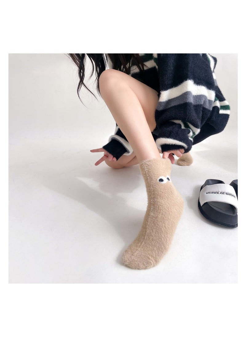 5 Pairs Adorable Cat Paw Fuzzy Socks for Women Cozy Winter Fluffy Slipper Socks Gift for Girls & Women - Image 3