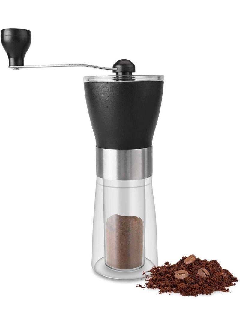 NIBEMINENT Manual Coffee Grinder, Conical Burr Grinder Portable Hand Crank Bean Mill for Home and Travel (Black) - Image 1