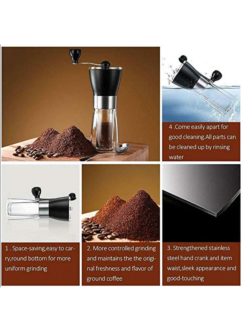 NIBEMINENT Manual Coffee Grinder, Conical Burr Grinder Portable Hand Crank Bean Mill for Home and Travel (Black) - Image 5