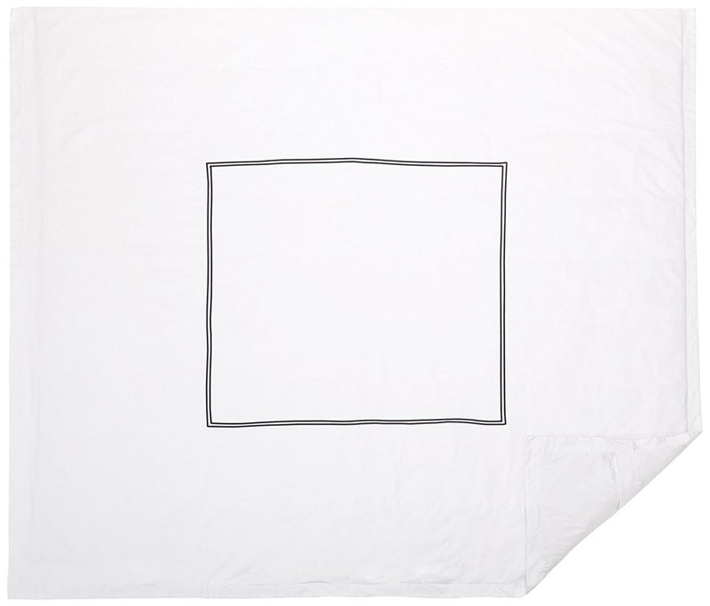 BedDecor Luxury Soft Brushed 400-Thread-Count Egyptian Cotton Embroidered Duvet Cover Set with Beautiful 2-Stripe Embroidery - - King/Cal King - White/Black - Image 3