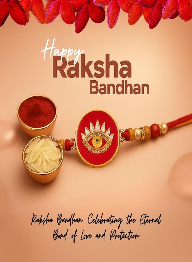 Sage Square Evil Eye Beaded Rakhi for Brother | Roli Chawal | Stunning Handcrafted Look | A Thoughtful Raksha Bandhan Gift | Symbolic, Trendy Rakhi to Celebrate Eternal Bond of Siblings (Design 6) - Image 2