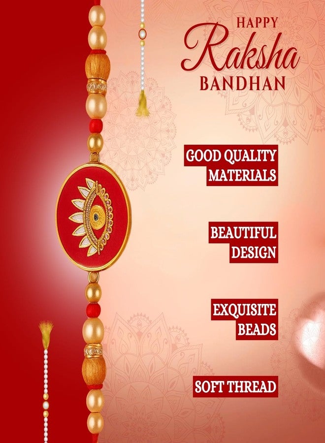 Sage Square Evil Eye Beaded Rakhi for Brother | Roli Chawal | Stunning Handcrafted Look | A Thoughtful Raksha Bandhan Gift | Symbolic, Trendy Rakhi to Celebrate Eternal Bond of Siblings (Design 6) - Image 4