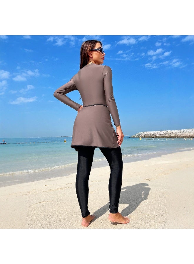 جديد النساء الأكمام الطويلة واقي الشمس قطعتين شاطئ ملابس السباحة مجموعة - Image 3