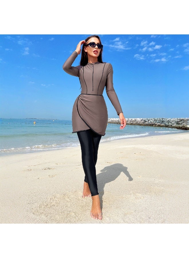 جديد النساء الأكمام الطويلة واقي الشمس قطعتين شاطئ ملابس السباحة مجموعة - Image 1