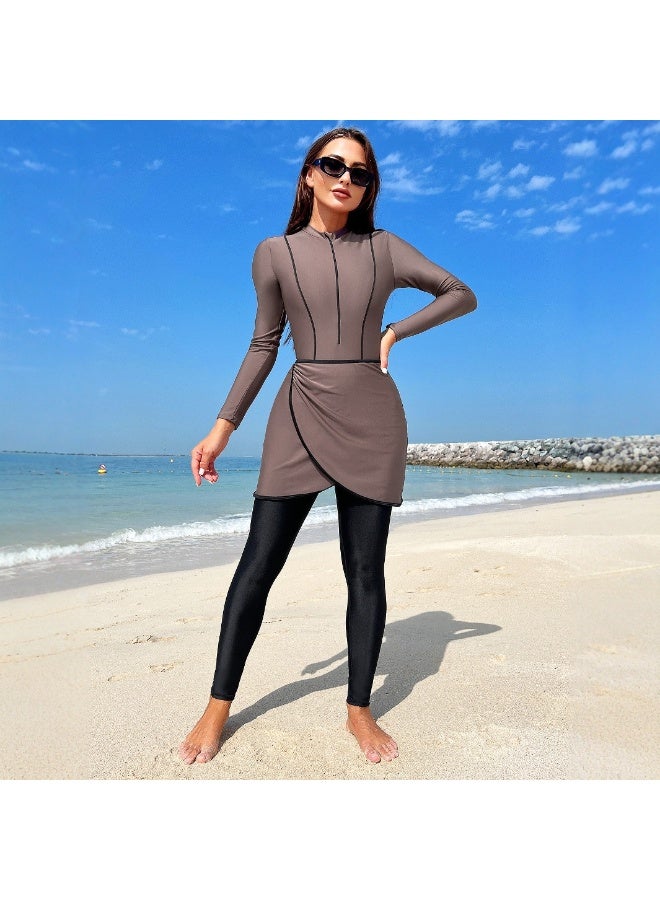 جديد النساء الأكمام الطويلة واقي الشمس قطعتين شاطئ ملابس السباحة مجموعة - Image 2