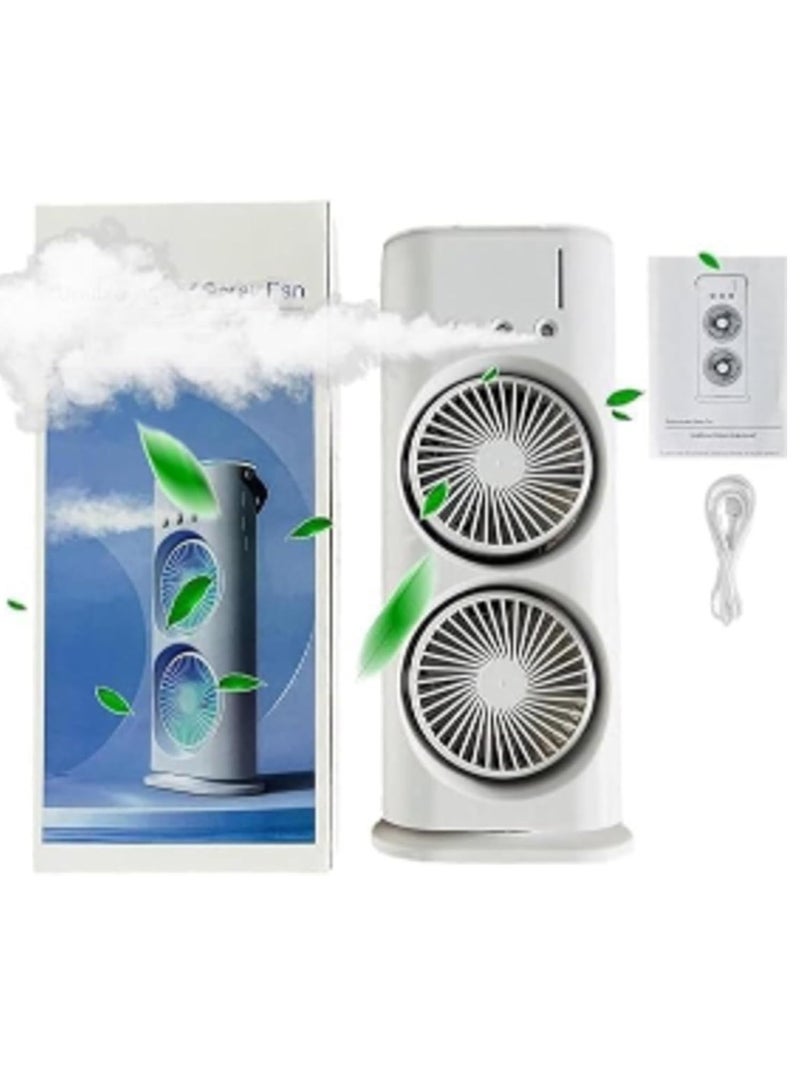 DubaiGallery Mini Air Cooler Double Fan, Spray FAN Portable Humidifier Double Fan AIR Conditioner With 2 FAN, Mini Air Cooler, 280ml Mini Evaporation Air Cooler - Image 2
