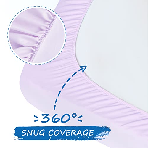 Coldwind Crib Sheets Girl, 2 Pack Baby Sheets for Standard Crib Mattress & Toddler Bed Mattress, Snug Fit Breathable Soft Fitted Crib Sheet, Pink & Violet - Image 3