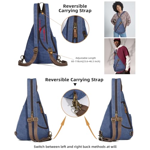 KL928 Canvas Sling Bag - Small Crossbody Backpack Shoulder Casual Daypack Rucksack for Men Women(Large Version) - Image 3