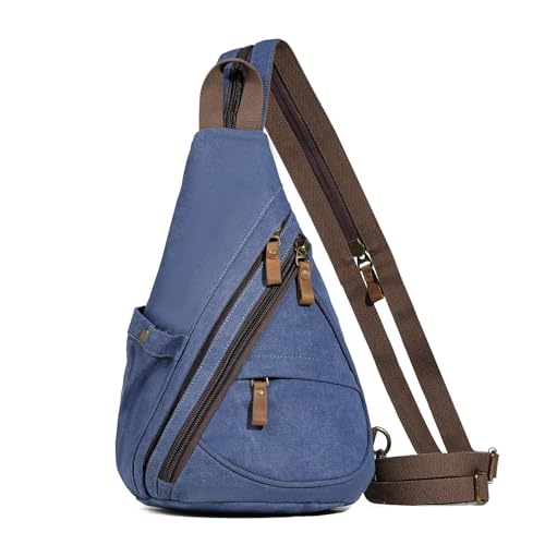 KL928 Canvas Sling Bag - Small Crossbody Backpack Shoulder Casual Daypack Rucksack for Men Women(Large Version) - Image 1