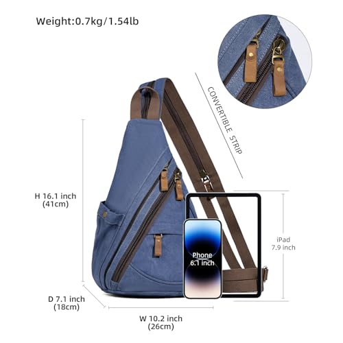 KL928 Canvas Sling Bag - Small Crossbody Backpack Shoulder Casual Daypack Rucksack for Men Women(Large Version) - Image 2