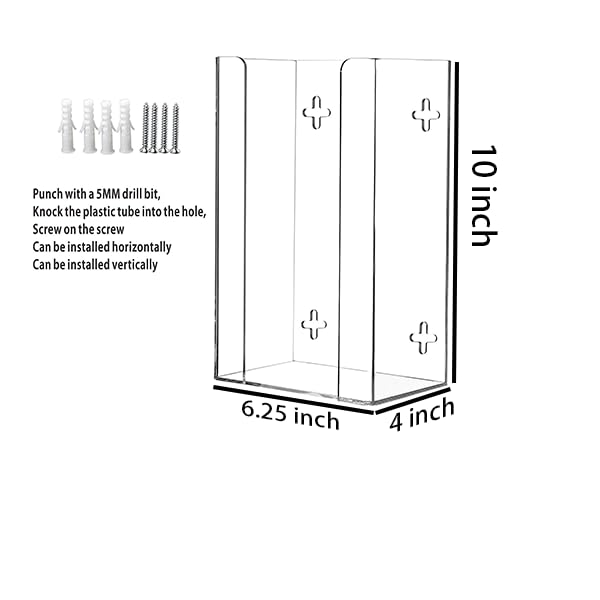 Cq Acrylic Clear Wall Floating Glove Rack And Glove Box Dispenser Holder 10 ""X6.25 ""X4  Pack Of 1 - Image 2