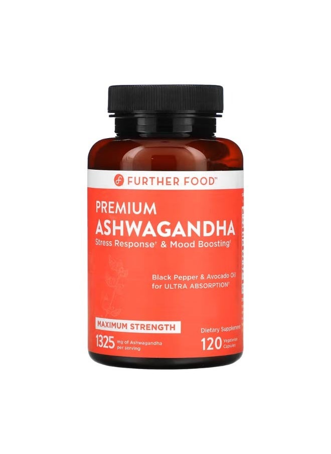 Further Food Premium Ashwagandha Maximum Strength 662.5 mg 120 Vegetarian Capsules  - Image 1
