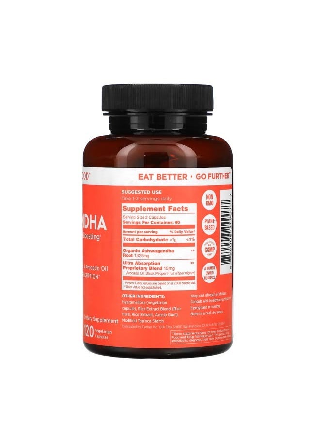Further Food Premium Ashwagandha Maximum Strength 662.5 mg 120 Vegetarian Capsules  - Image 2
