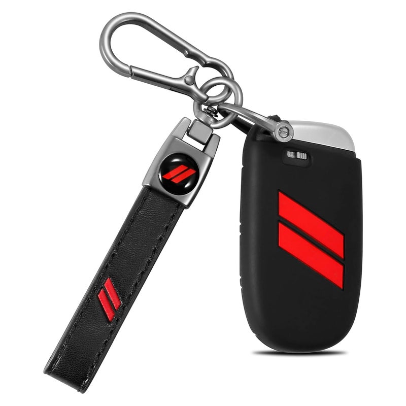 REMOCH for Dodge Key Fob Cover with Keychain for Dodge Charger Challenger Dart Durango Journey Replacement Remote Control 3 4 5 Buttons Key Fob Shell Red 1 PC