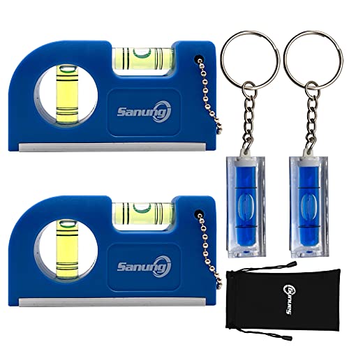 Sanung 4PCS Portable Mini Spirit Levels with Magnetic Base Small Pocket Bubble Measuring Levels Keychain Horizontal Vertical Leveler with Storage Bag for Carpentry Tripod Wall Clock - Image 1