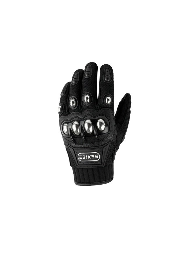 Ebiker Pair of Full Finger Protector Bike Rider's Gloves Black - Image 1