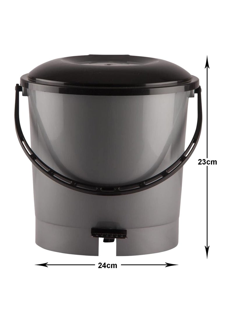 Urbane Home Urbane Home Multiuses Plastic Pedal Dustbin Waste Bin Trash Can With Handle 7 Litre Grey  - Image 5