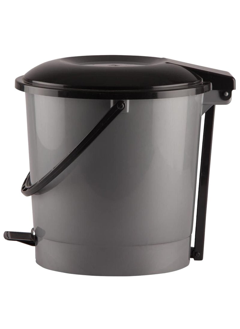 Urbane Home Urbane Home Multiuses Plastic Pedal Dustbin Waste Bin Trash Can With Handle 7 Litre Grey  - Image 2