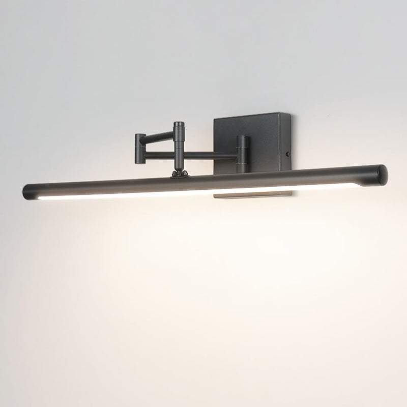 مصباح مرآة LED: 24.4 بوصة / 12 واط أسود متصلك بالكهرباء مباشرة - تصميم ذراع متحرك متعدد الاستخدامات، 3 درجات حرارة لونية، عمر خدمة 50000 ساعة، مصباح ذراع متحرك لتجهيز المكياج في الحمام والاستعداد الشخصي والإضاءة المحيطة - Image 1