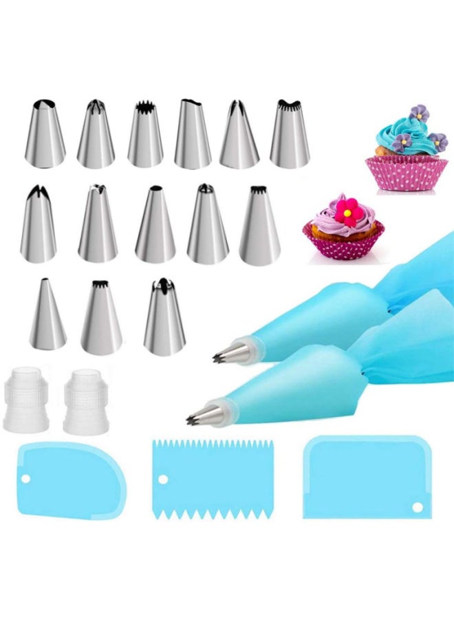 Direct Supply 21-piece Pastry Nozzle Cream Nozzle Pastry Bag Cream Scraper Cake Decoration Baking Tool-Color:White-Specifications:More Sets Of Colors Can Be Customized