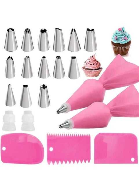 Direct Supply 21-piece Pastry Nozzle Cream Nozzle Pastry Bag Cream Scraper Cake Decoration Baking Tool-Color:White-Specifications:More Sets Of Colors Can Be Customized