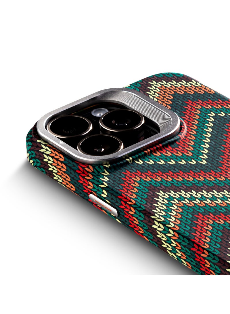 YNOT MagSafe carbon fiber protection case with camera stand for iPhone 15 Pro - Autumn colors - Image 5