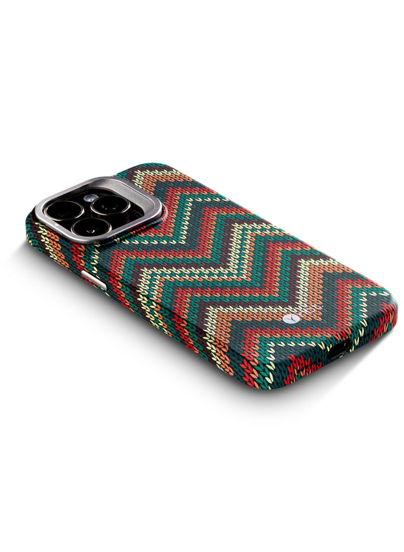YNOT MagSafe carbon fiber protection case with camera stand for iPhone 15 Pro - Autumn colors - Image 4