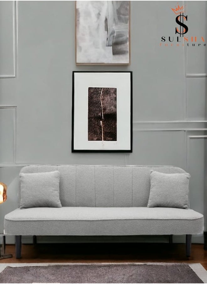 SULSHA 3 Seater Fabric Sofa Modern Design Three Seat Sofas Comfortable Living Room Furniture L181 x W 95 x H 80 cm GREY  - Image 1