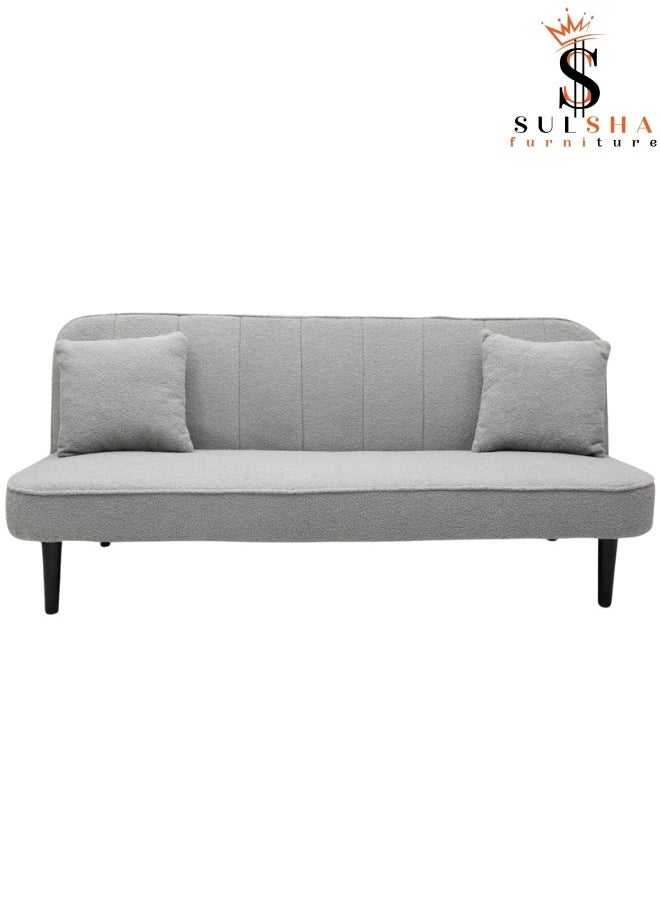 SULSHA 3 Seater Fabric Sofa Modern Design Three Seat Sofas Comfortable Living Room Furniture L181 x W 95 x H 80 cm GREY  - Image 2
