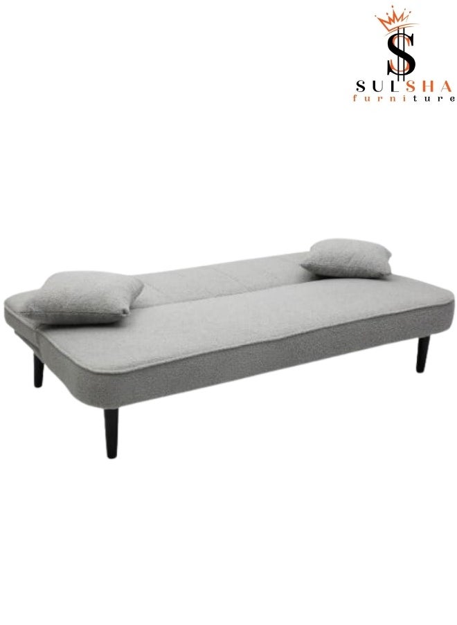 SULSHA 3 Seater Fabric Sofa Modern Design Three Seat Sofas Comfortable Living Room Furniture L181 x W 95 x H 80 cm GREY  - Image 4