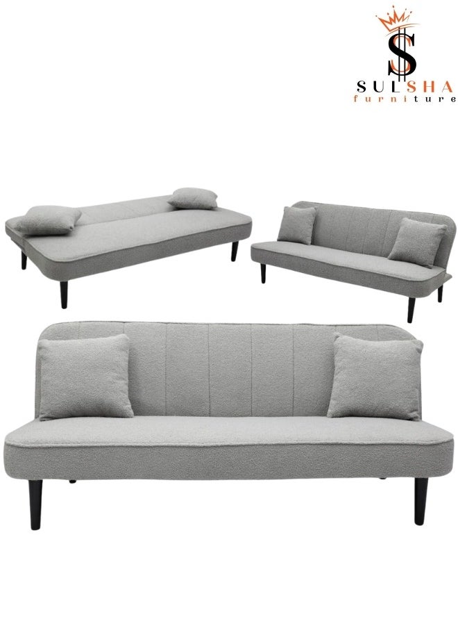SULSHA 3 Seater Fabric Sofa Modern Design Three Seat Sofas Comfortable Living Room Furniture L181 x W 95 x H 80 cm GREY  - Image 5