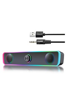 Generic Computer Speakers for PC Desktop Monitor, Bluetooth 5.3, USB Powered Computer Soundbar with LED RGB Light, Knob Volume Control, 3.5mm Aux Input, HiFi Stereo Gaming Speakers for Desktop  - Image 1