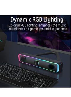 Generic Computer Speakers for PC Desktop Monitor, Bluetooth 5.3, USB Powered Computer Soundbar with LED RGB Light, Knob Volume Control, 3.5mm Aux Input, HiFi Stereo Gaming Speakers for Desktop  - Image 4