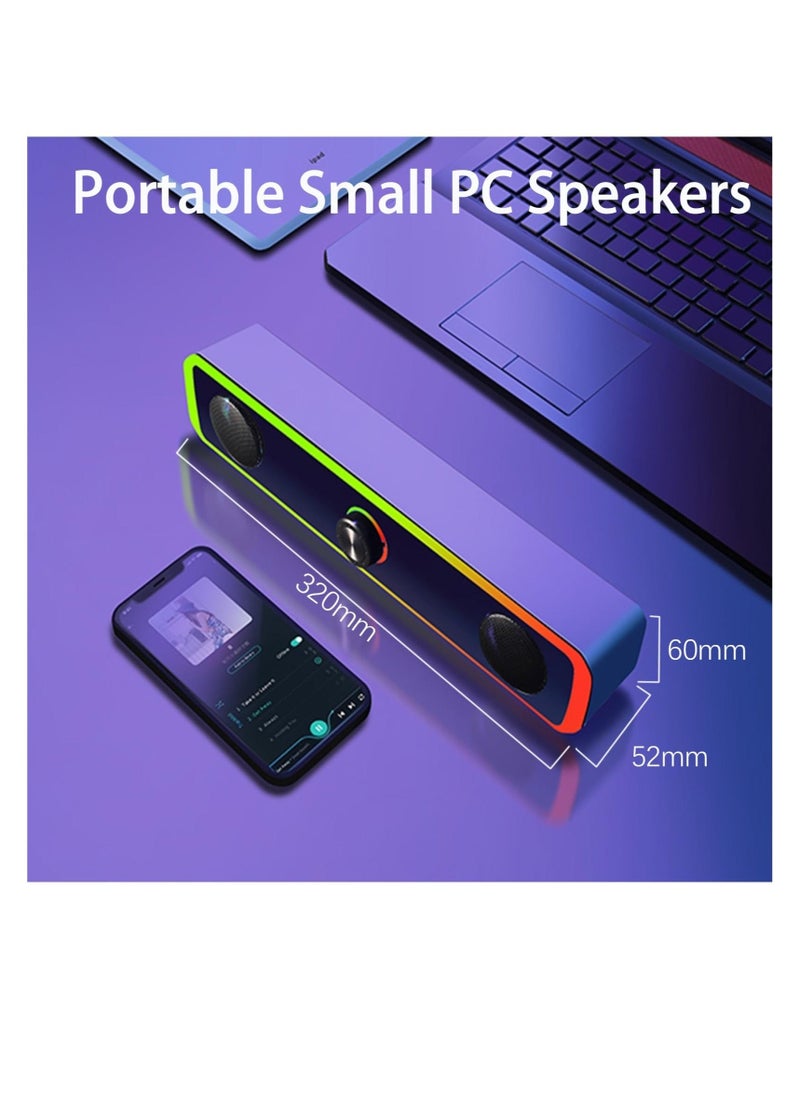 Generic - Computer Speakers for PC Desktop Monitor, Bluetooth 5.3, USB Powered Computer Soundbar with LED RGB Light, Knob Volume Control, 3.5mm Aux Input, HiFi Stereo Gaming Speakers for Desktop - Image 1
