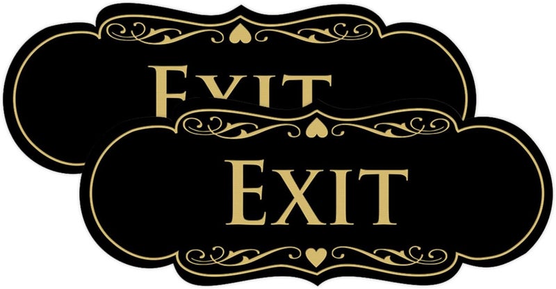 All Quality Designer EXIT Sign - Black/Gold - Small (2 Pack) - Image 1