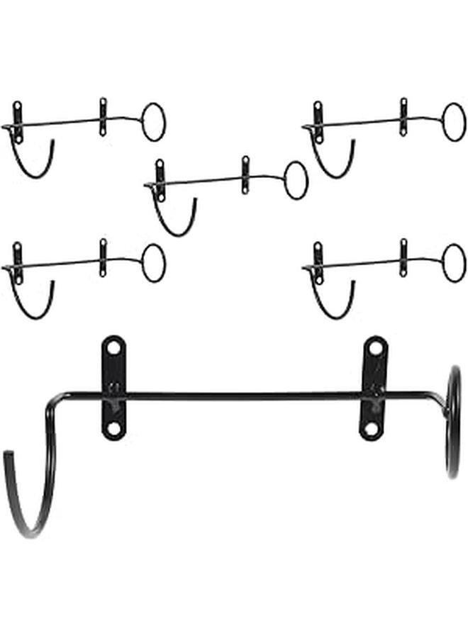 Wall Mounted Iron Wine Bottle Holder Set Of 6 Metal Display Rack For Home Bar Kitchen Storage - Image 1