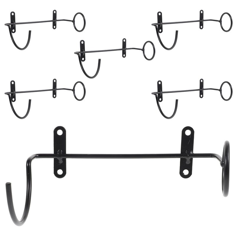 Wall Mounted Iron Wine Bottle Holder Set Of 6 Metal Display Rack For Home Bar Kitchen Storage - Image 2