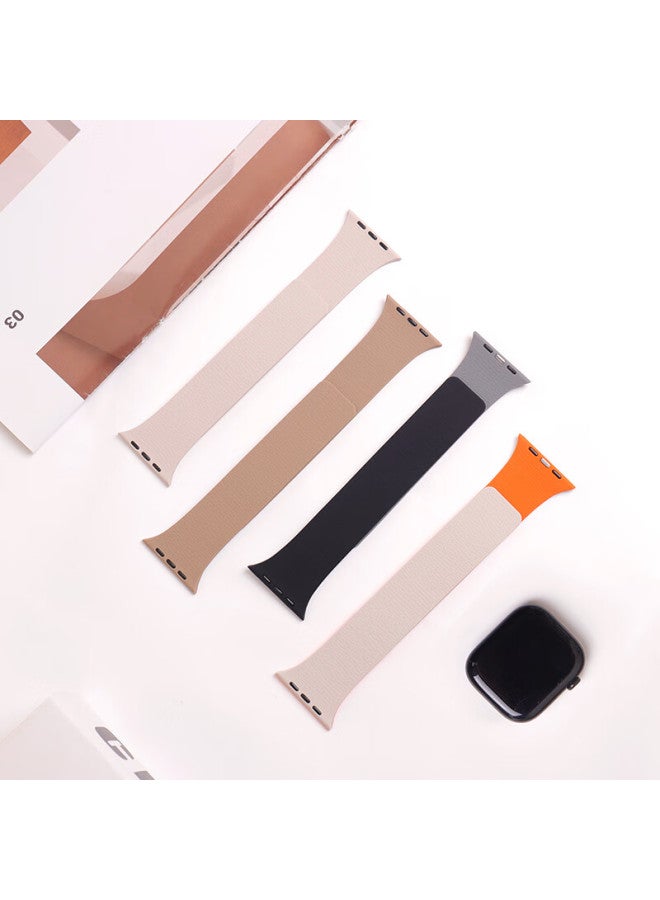 Mssm Compatible Apple Watch Band, Suitable For Apple Watch S11/s10 Silicone Magnetic Strap, Iwatch Ultra3/2/s9/se3 Litchi Pattern Sports Band, Black - Image 1