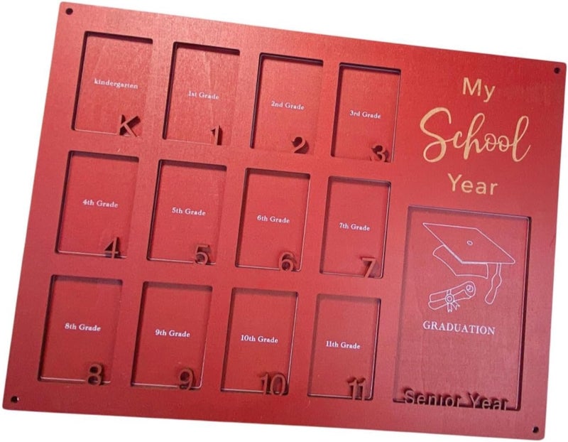Graduation Photo Holder with Multiple Openings, K to 12 Wall Collage for Bedroom, Red - Image 1