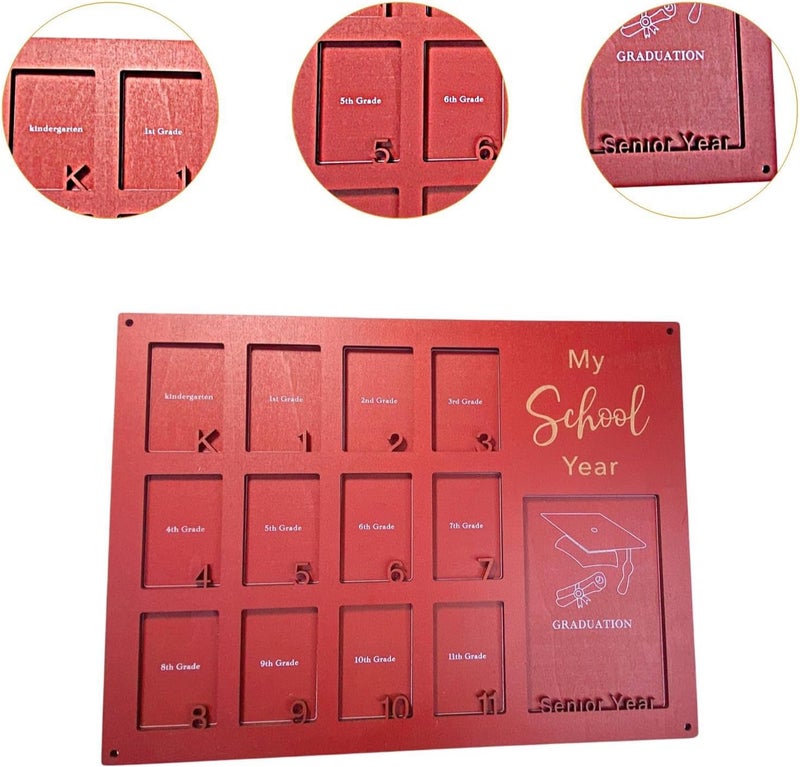 Graduation Photo Holder with Multiple Openings, K to 12 Wall Collage for Bedroom, Red - Image 2
