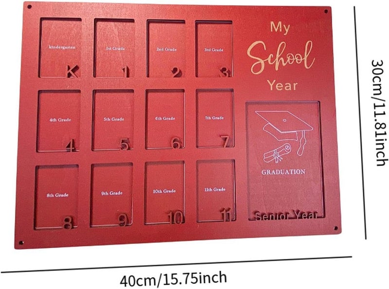 Graduation Photo Holder with Multiple Openings, K to 12 Wall Collage for Bedroom, Red - Image 3