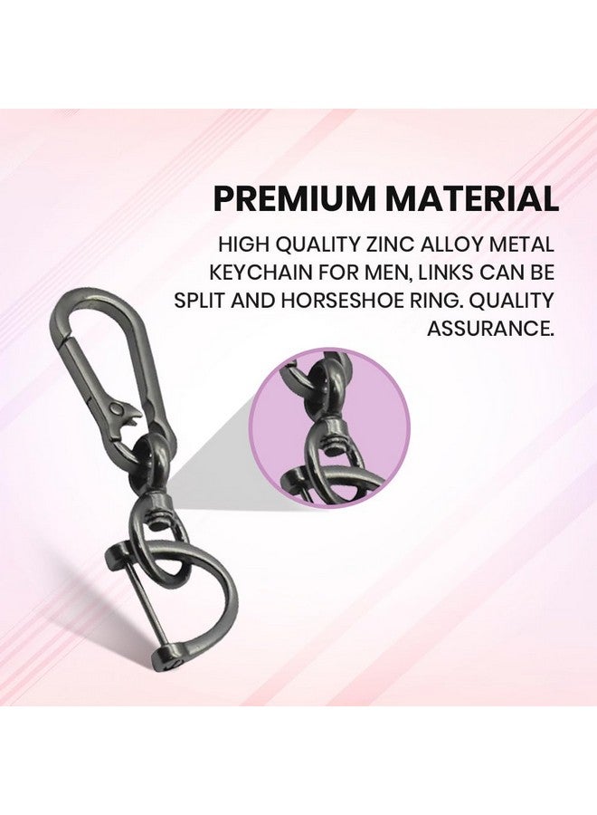 keyzone Keychain For Men And Women, Heavy Duty Tactical Keychain, Zinc Alloy Car Key Holder, 360 Degree Rotatable With Belt Hook (Pack Of 2), Black - Image 3