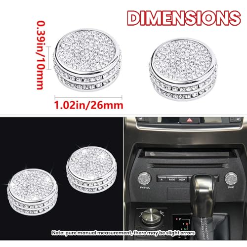 CUCHIYUN Bling Audio Volume Knob Covers PWR-VOL Switch Covers Crystal Decals Stickers Compatible with Lexus Accessories NX 2020-2017 ES 2017-2014 NX 200 300 ES 200 250 350 - Image 2